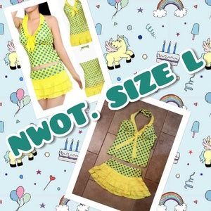 SUPER ADORABLE POKA DOT BATHINGSUIT.